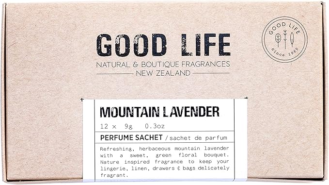 Good Life Mountain Lavender Scented Sachets | Designed and Manufactured in New Zealand | 12 Sachets