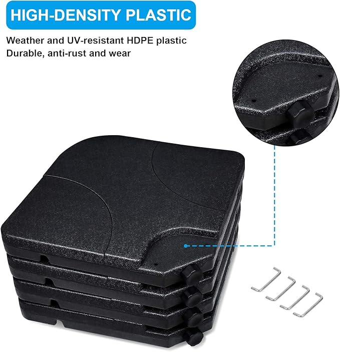 Simple Deluxe 4PCS Cantilever Offset Patio Stands, 176LB Square Shaped Water or 132LB Sand Filled Umbrella Base with U Locking, Black