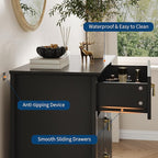 GarveeHome Fluted Dresser for Bedroom, 42.9" Tall 5-Drawer Wood Dresser, Modern Chest of Drawers, Storage Organizer Cabinet for Living Room, Hallway, Entryway, Black