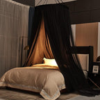 Kertnic Luxurious Bed Canopy for Girls & Adults - Double Layer Princess Canopy with Lace, Round Dome Mosquito Netting for Queen/King Bed Tent (Black)