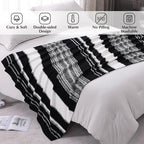 WRENGONGE Black White Throw Blanket, 50x70 Soft Cozy Striped Throw Blankets for Couch, Sofa, Bed, Travel, Lightweight Fluffy Warm Plush Decorative Blankets for Women, Men Gift