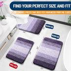 OLANLY Bathroom Rug Set 2 Piece, Soft Absorbent Microfiber Bath Mats and U-Shaped Contour Toilet Rug, Non-Slip, Machine Wash Dry, Plush Shaggy Bath Mats for Bathroom (24"x16"+24"x20", Violet)