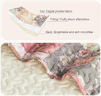Whale Flotilla Patchwork Quilts Queen Size, Soft Boho Floral Bedspreads for Bed Reversible Lightweight Full Queen Quilt Bedding Set Coverlets with 2 Pillow Shams for All Seasons, Vintage Red Flowers