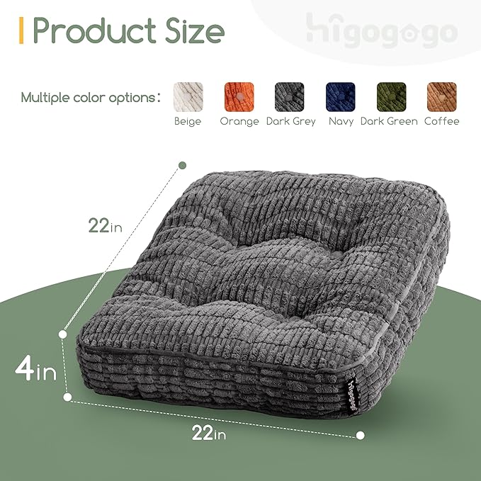 Washable Floor Pillow Cushion for Adults, Meditation Cushion Pillow, Removable Tufted Blended Corduroy Cover, Large Square Floor Sitting for Tatami Living Room or Yoga, 2Pack, Machine Washable