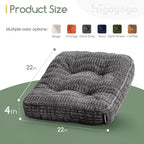 Washable Floor Pillow Cushion for Adults, Meditation Cushion Pillow, Removable Tufted Blended Corduroy Cover, Large Square Floor Sitting for Tatami Living Room or Yoga, 22x22 Inch, Machine Washable