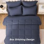 Love's cabin Twin XL Comforter Set Indigo Blue, 5 Pieces Twin XL Bed in a Bag, All Season Bedding Sets with 1 Comforter, 1 Flat Sheet, 1 Fitted Sheet, 1 Pillowcase and 1 Pillow Sham