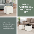Designs4Comfort Park Avenue Single Ottoman with Stool and Reversible Tray