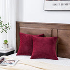 GAWAMAY Decorative Chenille Throw Pillow Covers 26x26 Inch Pack of 2, Soft Square Couch Pillow Cover for Sofa Cushion Living Room Bedroom Oversized Pillowcases Burgundy Red 66x66cm (ONLY Covers)
