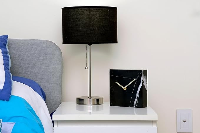 Solid Marble Modern Mantle Clock, Minimalist Clock - Sleek Marble Fireplace Decor with Unique Streaks, Square Analog Design for Decorations in Living Room and Mantel Decoration Fireplace