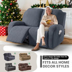 VANSOFY Recliner Loveseat Cover, 6-Pieces Stretch Dual Recliner Sofa Cover Soft Jacquard Reclining Couch Slipcover Furniture Protector with Elastic Bottom for Kid, Pets(2 Seat,Gray)