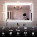 ISKM 57'' x 36'' LED Mirror for Bathroom Lighted Vanity Mirror for Wall Front Lights + Backlit LED Bathroom Mirror Anti-Fog Tempered Glass ETL Listed