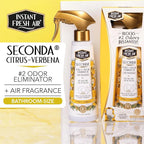'Seconda' Toilet Spray - Bathroom Air Freshener & Toilet Bowl Odor Eliminator - For Home, Business, School - Bathroom Deodorizer Portable for Travel - Citrus Fragrance - 10.1 fl oz.