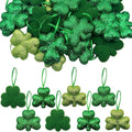 St Patrick's Day Shamrocks Hanging Ornaments, 24Pcs Green Shamrocks Hanging Ornament Luck Clover Bauble Decoration for Saint Patrick's Party Supplies Tiered Tray Table Crafts Decor