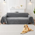 HAOMAIJIA Non Slip Couch Cover Sofa Covers for 3 Cushion Couch Washable sectional Couch Covers for Dogs pet Furniture Protector Couch Cover Blanket for Living Room (Grey, 91"x118")