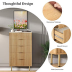 GarveeHome 5 Drawers Dresser for Bedroom, Fluted Dresser Chest of Drawers with Handle, Wood Modern Dressers for Closet, Bedroom Furniture Storage Organizer for Living Room, Hallway