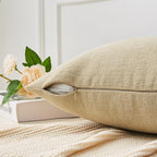 GAWAMAY Decorative Chenille Throw Pillow Covers 24x24 Inch Pack of 2, Soft Square Couch Pillow Cover for Sofa Cushion Living Room Bedroom Solid Dyed Pillowcases Khaki 60x60cm (ONLY Covers)