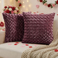 FUTEI Burgundy Decorative Throw Pillow Covers 16x16 Inch Set of 2,Soft Solid Rose Swirl Textured Cushion Case,Valentine's Day Decor for Couch Living Room