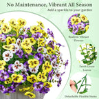 MARTINE MALL 8 Bundles Look Real Artificial Flowers for Outdoors, Realistic Fake Outdoor Flowers, UV Resistant Silk Pansy Flowers for Outside Faux Flower Plants for Outdoor Porch Garden, Mixed Colors