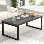 EXCEFUR Modern Coffee Table, Rustic Wood and Metal Center Table for Living Room, Industrial Rectangle Cocktail Tea Table for Home Office, Vintage Grey, 47 Inch
