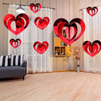 Deloky 32 Pcs Valentine's Day Heart Hanging Foil Decorations, Swirl Red Hearts Ornaments, 3D Heart Garland Ornaments for Valentine's Day Wedding Anniversary Tree Party Decoration