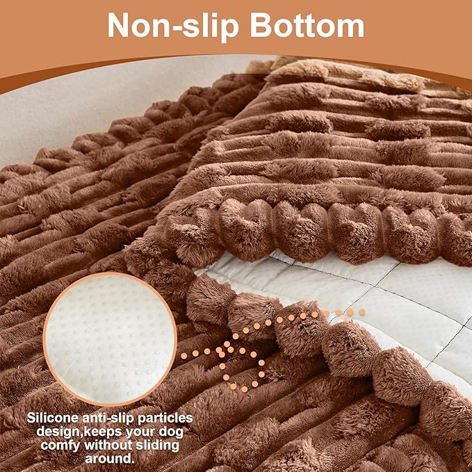 Couch Cover for Dogs, Non Slip Fuzzy Pet Couch Covers for Sofa,Couch Covers for Sofa Pet Friendly,Thick Soft Sofa Slipcovers Cushion Protector(Light Coffee, 28" x 59"/70 x 150cm)