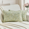 FUTEI Light Green Decorative Throw Pillow Covers 12x20 Inch Set of 2,Soft Chenille Tweed Textured Lumbar Pillow Case,Modern Home Decor for Couch Bed Living Room
