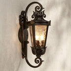 John Timberland Marseille Rustic Industrial Outdoor Wall Light Fixture Veranda Bronze Scroll 21 1/2" Champagne Hammered Glass for Exterior House Porch Patio Outside Deck Garage Front Door Home