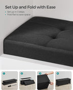 SONGMICS Storage Ottoman Bench, Foldable Foot Rest with Legs, 15 x 43 x 15.7 Inches, End of Bed Bench, Storage Chest, Load up to 660 lb, for Living Room, Bedroom, Entryway, Ink Black ULSF018B01