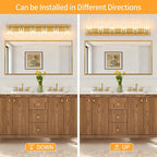 6 Light Modern Bathroom Light Fixtures Over Mirror, Brass Finish Vanity Lights for Bathroom Wall Sconces with Clear Glass Shades, E26 Socket (Bulbs Not Included)