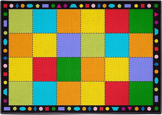 Booooom Jackson Classroom Rug Large Colorful Classroom Carpet with Non-Slip Backing, 9 x 12 ft Children's Classroom Seating Rug Elementary
