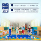 Classroom Rug Kids Carpet Blue Library Carpet ABC Educational Elementary School Daycare Nursery Rug ABC Numbers Reading Alphabet Classroom Area Rug, 7.5 x 13 ft