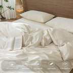 MooMee Striped Duvet Cover Set 100% Washed Cotton Linen Like Textured Breathable Durable Soft Comfy (Almond Milk Grey Pinstripes, Super King Plus 120"x120")