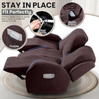 VANSOFY Recliner Couch Cover, 8-Pieces Stretch Recliner Sofa Cover Soft Jacquard Reclining Slipcover Furniture Protector with Elastic Bottom for Kid, Pets(3 Seat,Dark Coffee)