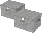 Underbed Storage Box, Foldable Cube Baskets with Lid, Bins for Organizing Clothes, Shoes, Blankets, Pillows, 19.6x15.7x11.8Inches, Grey, 2 Pack