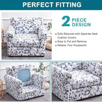 KRFOONN 2 Piece Chair Covers Printed Sofa Covers Couch Covers Washable Armchair Sofa Couch Slipcover Furniture Protector with Elastic Bottom for Living Room (Armchair, 15), Small