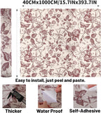 Drawers Liner Contact Paper for Dresser Peel and Stick Wallpaper Sketched Design 15.7x393.7in Self Adhesive Removable Red Maroon Rose Floral Butterfly Vintage Cabinet Shelf Renter Friendly