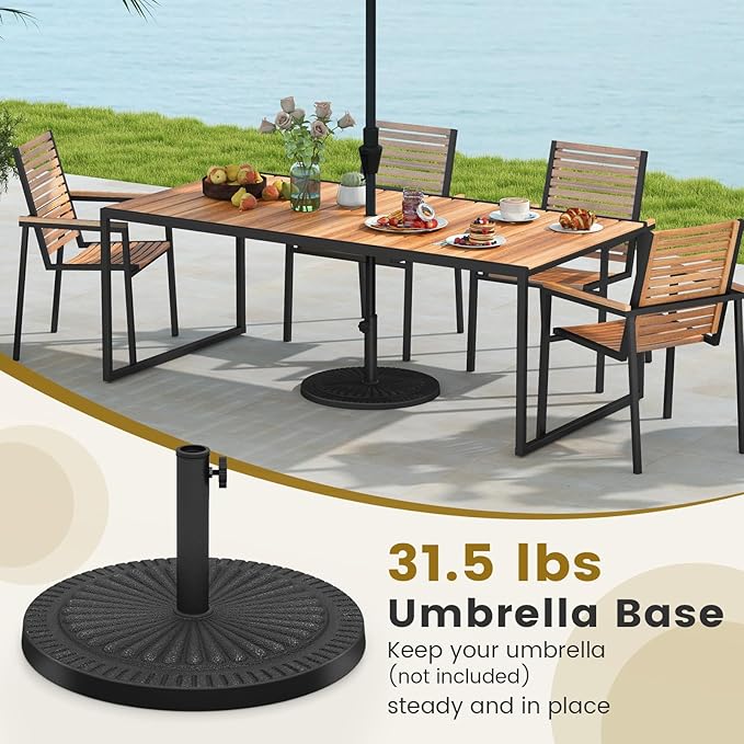 Tangkula 30lbs Umbrella Base, Heavy Duty Outdoor Umbrella Holder for Balcony, Backyard, Poolside, Market, Pole Freestanding, Classic Round Umbrella Standing with Removable Stem and Tightening Knob