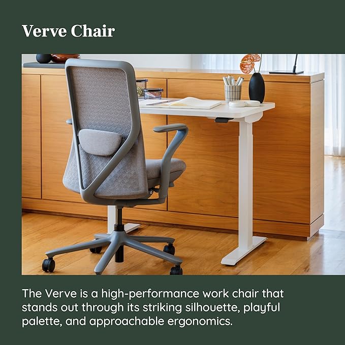 Branch Verve Chair - High Performance Executive Office Chair with Contoured Back and Adjustable Lumbar Support - High Density Foam Cushion and 3D Knit Back - Fits 5' to 6', Up to 275 lbs, Lunar