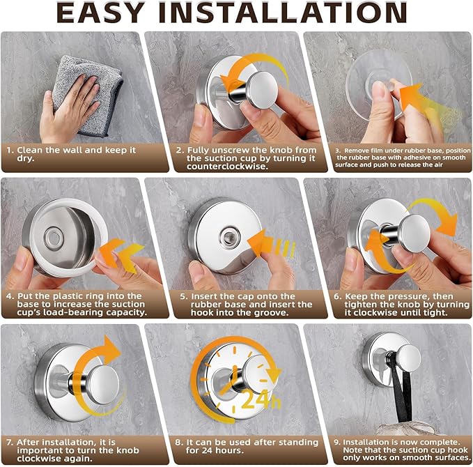 Reusable Heavy Duty Suction Cup Hooks for Kitchen/Bathroom/Shower - Wet-Proof Hooks for Towels, Robes, Loofah&Wreaths/No Drill Mounting on Glass, Tile, Metal (2, Polished Chrome)