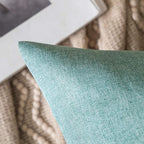 MIULEE Pack of 2 Decorative Outdoor Solid Waterproof Throw Pillow Covers Faux Linen Garden Farmhouse Coastal Cushion Cases for Summer Patio Tent Balcony Couch Sofa 12x12 Inch Turquoise
