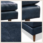 Poly & BARK Napa Ottoman in Full-Grain Semi-Aniline Italian Tanned Leather in Midnight Blue