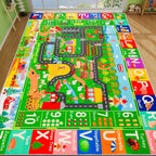 Kids Rugs for Toy Cars Playroom 59"×39.4" ABC Farm Life Road Traffic Kids Car Road Rugs Village Map Play Mat for Toddlers Boys Room Family Tummy Time Playtime Learning Carpet