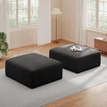 40" Square Stuffed Ottoman Pouf for Sofa Couch, Corduroy Poufs with Foam Chunk Filling, Furry & Fluffy Pouf Footstool Movable Ottoman. 40*31 Floor Poufs Foot Rest for Living Room, Black(2 Piece Set)