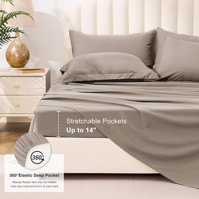 Love's cabin Full Comforter Set Light Brown, 7 Pieces Full Bed in a Bag, All Season Bedding Sets with 1 Comforter, 1 Flat Sheet, 1 Fitted Sheet, 2 Pillowcase and 2 Pillow Sham