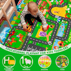 Kids Rugs for Toy Cars Playroom 59"×39.4" ABC Farm Life Road Traffic Kids Car Road Rugs Village Map Play Mat for Toddlers Boys Room Family Tummy Time Playtime Learning Carpet