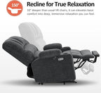 MCombo Oversized Power Lift Recliner Chair for Elderly, Lift Chair with Heat and Massage, Lift Recliner for Big and Tall, Cup Holders, USB & Type C Ports, Fabric R7092 (Dark Grey, Oversize)