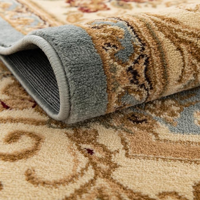 Rugs.com Chateau Collection Rug – 3' x 16' 5 Runner Light Blue Medium Rug Perfect for Hallways, Entryways