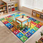 ST. BRIDGE Educational Kids Area Rug 8x10 Feet, Non Slip Play Mat Learning with ABC Alphabet, Numbers & Animals for Preschool Toddler, Soft Washable Carpet for Playroom Nursery Classroom Bedroom
