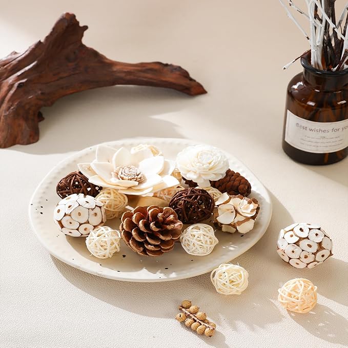 Fall Potpourri Bowl Fillers | Dried Flowers | Fragrance Sachet of Petal | Vase Decor | Home Fragrance for Bathroom Bedroom Living Room Office (White)