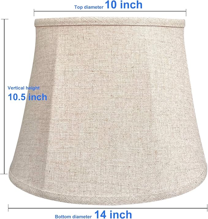 Double TOOTOO STAR Brown Lamp Shade Set of 2, Large Drum Lampshade for Floor Light and Table Lamp 10x14x10 inch, DIY Fabric Natural Linen Hand Crafted, Spider (Brown, 10 x 14 x 10.5 inch)